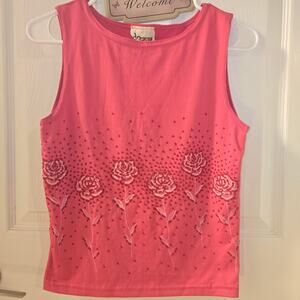 Vintage Decaf USA pink rose tank🌹